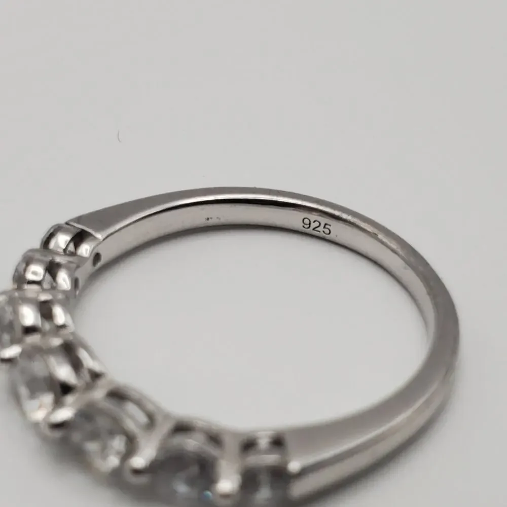 Vintage Sterling Silver 925 Ring Bar Lafonn Platinum Over Sterling Size 7 - Picture 8 of 9